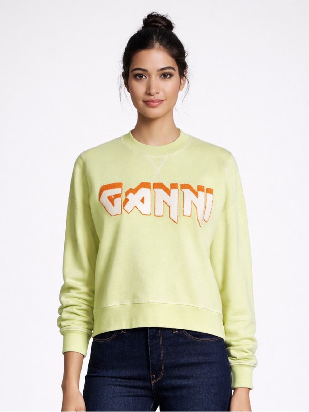 GANNI Isoli Logo Organic Cotton Sweatshirt Size S